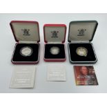 Royal mint 1996 silver proof £2 coin 1998 royal mint £1 silver proof coin low mintage 10000 and