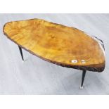 Stylish 1960s tree trunk coffee table