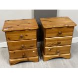 2 sets Pine bedside drawers