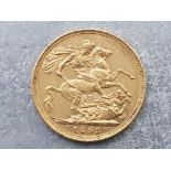 22ct gold 1895 full sovereign coin, old head