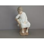 Lladro figure 4876 little boy thinking