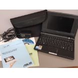 Asus Eee PC laptop, with bag, charger and instructions