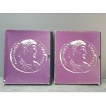 2 collectable coin albums with slip covers and coin pages plus dividers