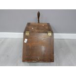 Oak coal box with liner tongs and shovel