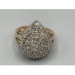 9ct gold diamond set cluster ring apx 1ct 6.5G size o