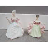 2 royal doulton figures includes minature hn 3219 sara by peggy davies together with hn 3219 sara