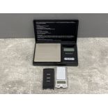 Two digital scales, gem stone professional and mini pocket scales, both new in boxes