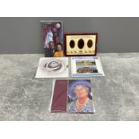 5 Royal mint commemorative coins sets including Diana princess of Wales memorial coin