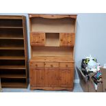 Pine kitchen dresser fitted below with 3 drawers and cupboards 184cm x 112cm