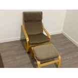Bentwood relaxer chair and matching footstool