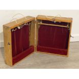 Vintage decorative wooden box, with hanging hooks within, 49x44cm