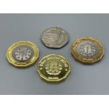 Set trial £1 coins x3 and 20p undated mule trial coins for testing purposes only