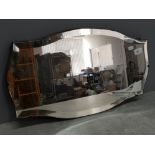 Vintage frameless bevelled edged mirror, 33x61cm