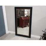 Plain black frame with gilt leaf design boarder mirror 69x140cm