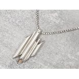 Silver tubes pendant and chain 7.6g
