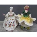 2 royal doulton lady figures diana and becky, in excellent condition