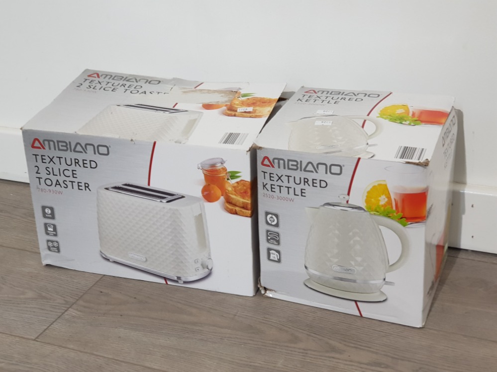 Ambiano textured 2 slice toaster and kettle both boxed