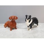2 beswick dog figures border collie sheep dog together with dachshund