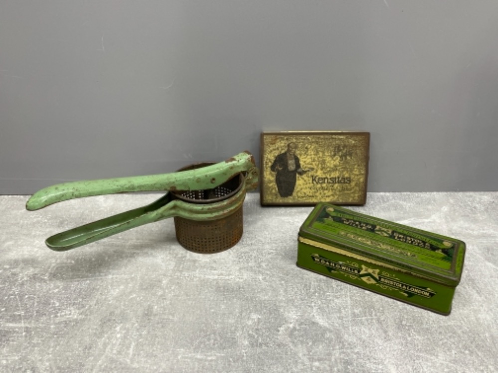 3 vintage items including cigarette Tins