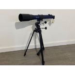 Bresser telescope on tripod stand in blue, No 96-18750, F 700 mm / D 70mm