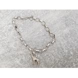 Silver link bracelet with giraffe pendant 4.7g