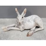 Richard Ballantyne beautifuly handcrafted and fired lying raku hare - impressed initials - no