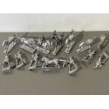 16 metal wargame miniatures, medieval cavalry knights