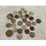 Small assortment of English and foreign coins some silver