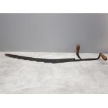 Mid 19c , Hand graduated scythe in forged iron with wooden handle , nice piece