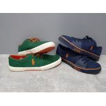 2 pairs of genuine polo ralph Lauren size 10 one pair in navy blue one pair bottle green excellent