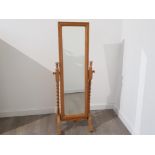 Modern pine barley twist free standing dressing mirror height 138 cm