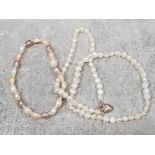 3 freshwater pearl bracelets one with silver catch