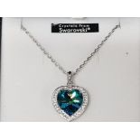 Swarovski rhodium plated heart pendant and chain