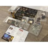 Star Wars x wing miniatures including the millennium falcon, E wing, Tie defender etc plus unused