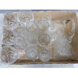 Suite of highly cut drinking glasses for four incl hock, tumbler, sherry, champagne and pitcher