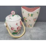 2 pieces of Maling lustre ware pink blossom, biscuit barrel and large vase