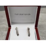 Silver hot diamonds, diamond set bar earrings 2g in original case