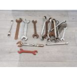 Quantity of mixed spanners various sizes including king dick etc
