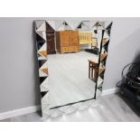 All glass contemporary hall mirror, 90x121cm