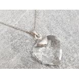 Silver and crystal heart pendant and chain 6.8g gross