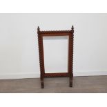 Mahogany fire screen frame bobbin design .Height 100cms width 56cms