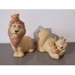 2 Nao by lladro figures my little king plus lioness and cub