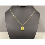 18ct gold octagonal peridot pendant on a fine 18ct gold figaro chain 5.9g