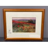 Keith Proctor “Poppies” 19cm x 29cms with original pencil sketch on the mount signed