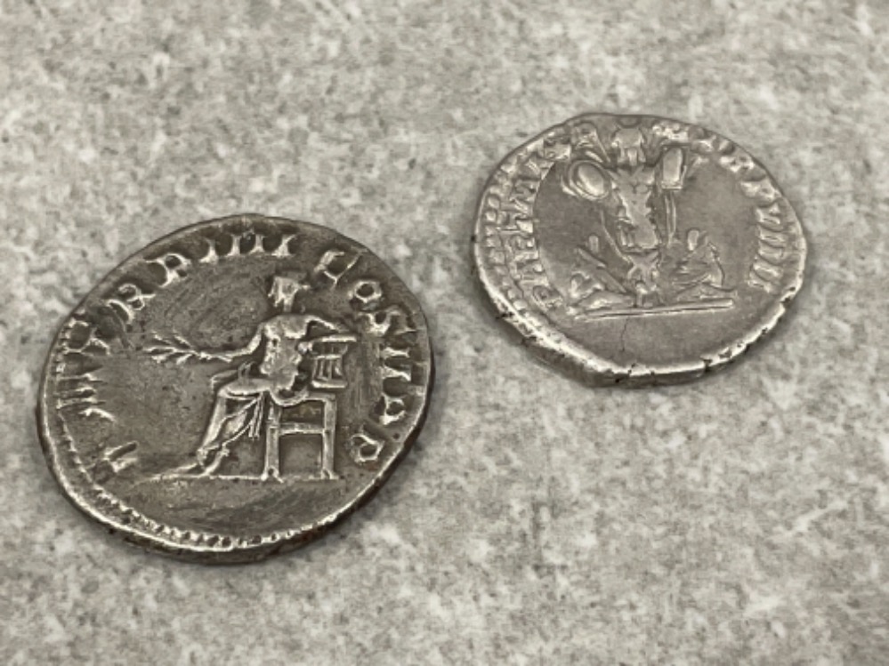 2 Roman silver Denarius coins. Emperor septimius severus 193-211 AD period and Emperor Gordian III - Image 2 of 2