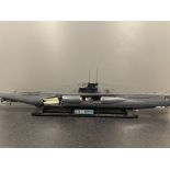 Hand built model of German U boat U96 with side cut always showing Diesel engines and the con deck