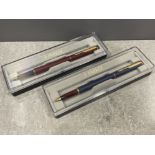 2 Parker slimline pens in boxes including cartridges and rolled gold nibs