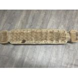 Antique wooden East African very large 49” Mancala board and associated pebbles