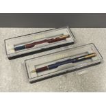 2 Parker slimline pens. New in boxes including cartridges with rolled gold nibs