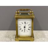 French Brass carriage clock circa 1900 movement stamped RA